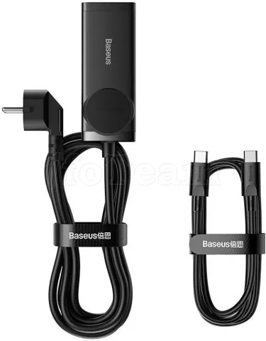 Photo de Chargeur secteur Baseus GaN3 Pro Desktop 2x ports USB-A + 2x ports USB-C 100W (Noir)