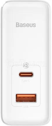 Photo de Chargeur secteur Baseus GaN5 Pro 1x port USB-A + 1x port USB-C 100W + Cable USB-C 1m (Blanc)