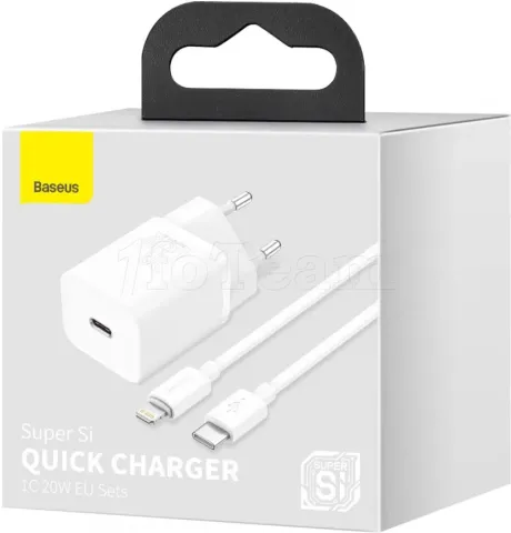 Photo de Chargeur secteur Baseus Super Si 1 port USB-C vers Lightning 20W (Blanc)