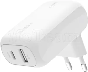 Photo de Chargeur secteur Belkin BoostCharge - 1x USB-C + 1x USB-A 42W (Blanc)
