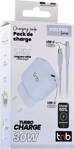 Photo de Chargeur secteur GaN T'nB 1x USB-C 30W (Bleu)