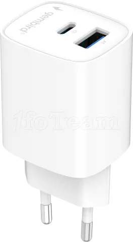 Photo de Chargeur secteur Gembird 1x USB-A + 1x USB-C 30W (Blanc)