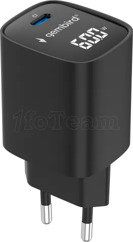 Photo de Chargeur secteur Gembird LCD 1x USB-C 60W (Noir)