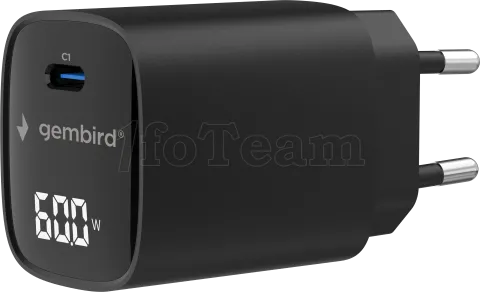 Photo de Chargeur secteur Gembird LCD 1x USB-C 60W (Noir)