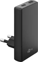 Photo de Chargeur secteur Goobay Fast Charger 90° Flat 2x USB-C 45W (Noir)