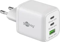 Photo de Chargeur secteur Goobay Multiport Nano 1x port USB-A + 2x ports USB-C 65W (Blanc)