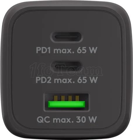Photo de Chargeur secteur Goobay Multiport Nano 1x port USB-A + 2x ports USB-C 65W (Noir)
