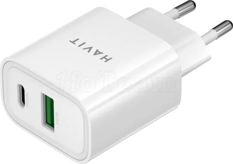 Photo de Chargeur secteur Havit - 1x USB-A + 1x USB-C 20W (Blanc)