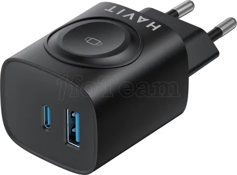 Photo de Chargeur secteur Havit  UC132 - 1x USB-C + 1x USB-A (Noir)