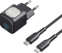 Photo de Chargeur secteur Havit UC233 - 1x USB-C + 1x USB-A 33W avec câble USB-C (Noir)