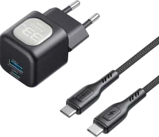 Photo de Chargeur secteur Havit UC233 - 1x USB-C + 1x USB-A 33W avec câble USB-C (Noir)