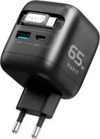 Photo de Chargeur secteur Havit UC252 - 1x USB-C + 1x USB-A 65W avec câble USB-C (Noir)