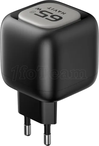 Photo de Chargeur secteur Havit UC253 - 1x USB-A + 1x USB-C 65W avec câble USB-C (Noir)