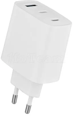 Photo de Chargeur secteur iClick GaN 1x USB-A + 2x USB-C 65W (Blanc)