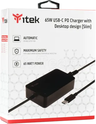 Photo de Chargeur secteur iTek pour ordinateur portable 1x port USB-C - 65W