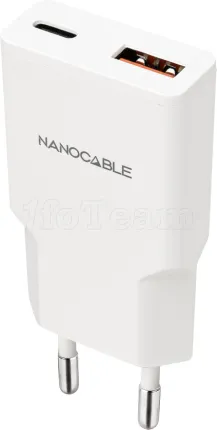 Photo de Chargeur secteur Nanocable 1x USB-C + USB-A 20W (Blanc)