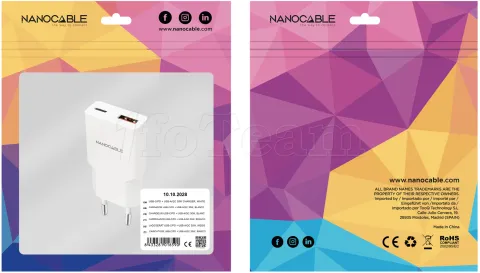 Photo de Chargeur secteur Nanocable 1x USB-C + USB-A 30W (Blanc)