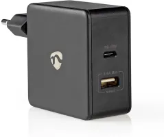 Photo de Chargeur secteur Nedis 1 port USB-A + 1 port USB-C 45W (Noir)
