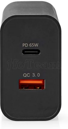 Photo de Chargeur secteur Nedis 1 port USB-A + 1 port USB-C 65W (Noir)