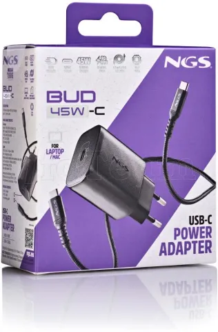 Photo de Chargeur secteur NGS Bud 1x USB-C 45W (Noir)