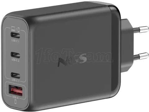 Photo de Chargeur secteur NGS Bud 3x USB-C + 1x USB-A 140W (Noir)