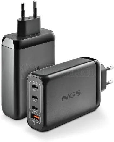 Photo de Chargeur secteur NGS Bud 3x USB-C + 1x USB-A 140W (Noir)
