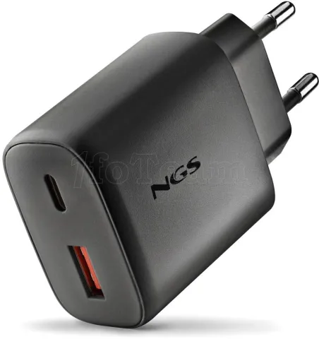 Photo de Chargeur secteur NGS Era 1x USB-C + 1x USB-A 45W (Noir)
