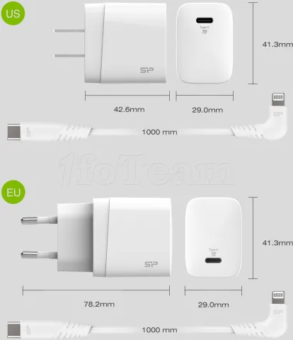 Photo de Chargeur secteur Silicon Power Boost Charger QM10 Combo 1x port USB-C 18W (Blanc)