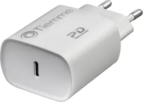 Photo de Chargeur secteur Tiemme 1 port USB-C 20W (Blanc)