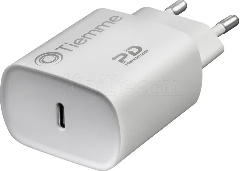 Photo de Chargeur secteur Tiemme 1 port USB-C + Cable USB-C vers Lightning (Blanc)