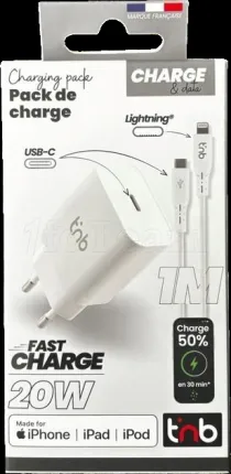 Photo de Chargeur secteur T'nB 1x port USB-C 20W (Blanc)