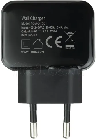 Photo de Chargeur secteur TooQ 1 port USB 12W (Noir)