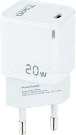 Photo de Chargeur secteur TooQ 1 port USB-C 20W (Blanc)