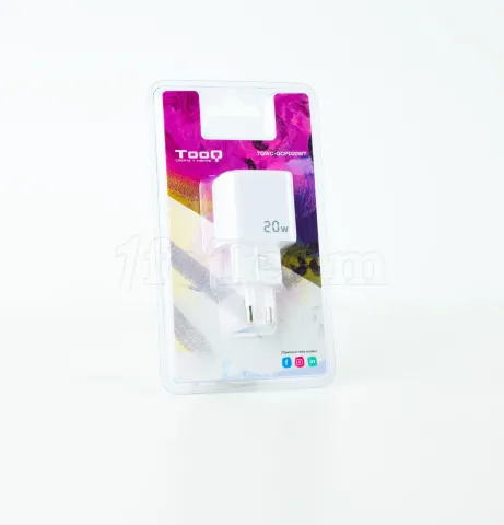 Photo de Chargeur secteur TooQ 1x port USB-A + 1x port USB-C 20W (Blanc)