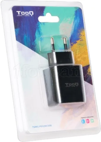 Photo de Chargeur secteur TooQ 1x port USB-A + 1x port USB-C 20W (Noir)