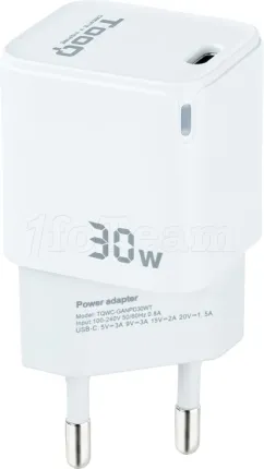 Photo de Chargeur secteur TooQ TQWC-GANPD30 1 port USB-C 30W (Blanc)