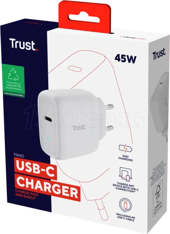 Photo de Chargeur secteur Trust Maxo 1x port USB-C - 45W (Blanc)