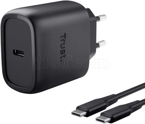 Photo de Chargeur secteur Trust Maxo 1x port USB-C - 45W- Cable 2m inclus (Noir)