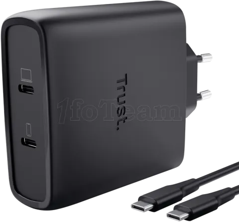 Photo de Chargeur secteur Trust Maxo 2x port USB-C - 100W (Noir)