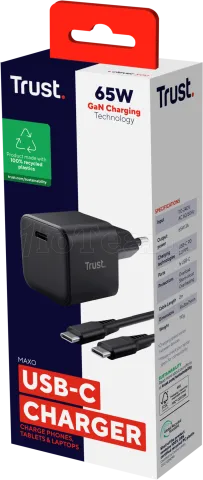 Photo de Chargeur secteur Trust Maxo USB-C 65W avec cable (Noir)