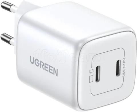 Photo de Chargeur secteur UGreen CD294 2x USB-C 45W (Blanc)