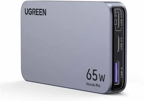 Photo de Chargeur secteur Ugreen Nexode Pro 1x USB-A + 2x USB-C 65W (Gris)