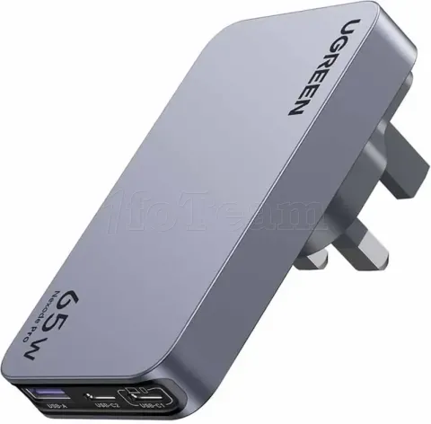 Photo de Chargeur secteur Ugreen Nexode Pro 1x USB-A + 2x USB-C 65W (Gris)