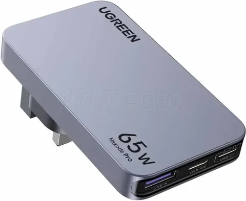 Photo de Chargeur secteur Ugreen Nexode Pro 1x USB-A + 2x USB-C 65W (Gris)