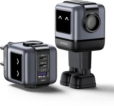 Photo de Chargeur secteur Ugreen Nexode Uno 2x USB-C + 1x USB-A 65W (Noir/Gris)