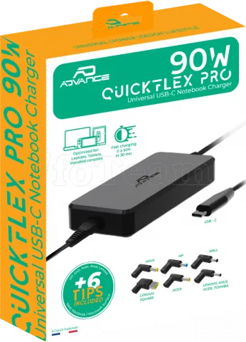 Photo de Chargeur secteur universel pour ordinateur portable Advance QuickFlex 1xUSB-C 90W (Noir