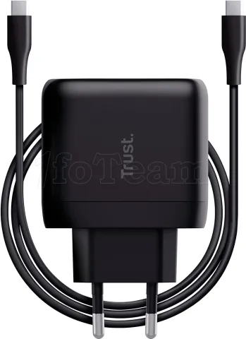 Photo de Chargeur secteur Universel Trust Maxo USB-C - 65W - Cable 2m inclus (Noir)