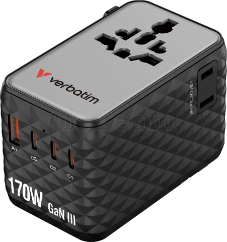 Photo de Chargeur secteur universel Verbatim 1x USB-A + 3x USB-C 170W (Noir)