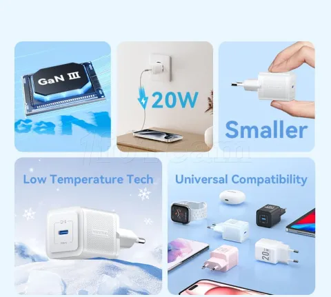 Photo de Chargeur secteur Vention GaN 1 port USB-C 20W (Blanc)