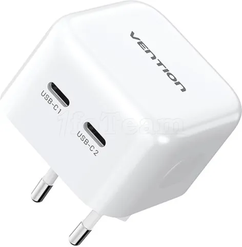 Photo de Chargeur secteur Vention GaN 2x USB-C 35W (Blanc)